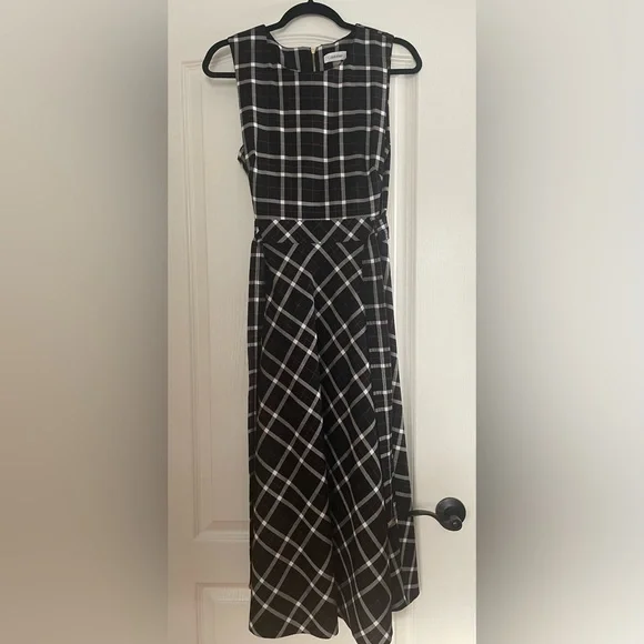 Calvin Klein Black White and Red Checkered Midi Dress - Picture 4 of 7